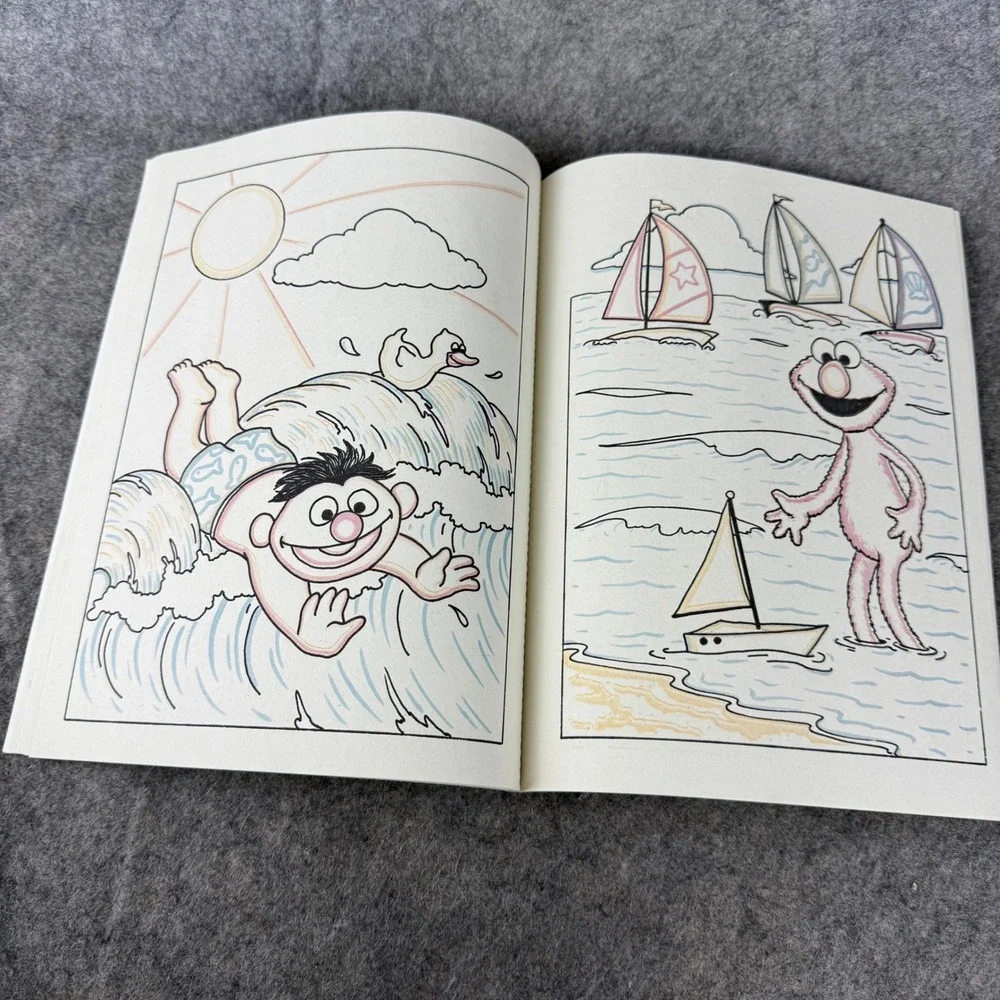 Vintage 1991 Sesame Street Paint with Water At the Seashore Golden Book Grover